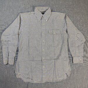 Willis Geiger Shirt Size Large Blue Green Cream Cotton Button Down Dress Long